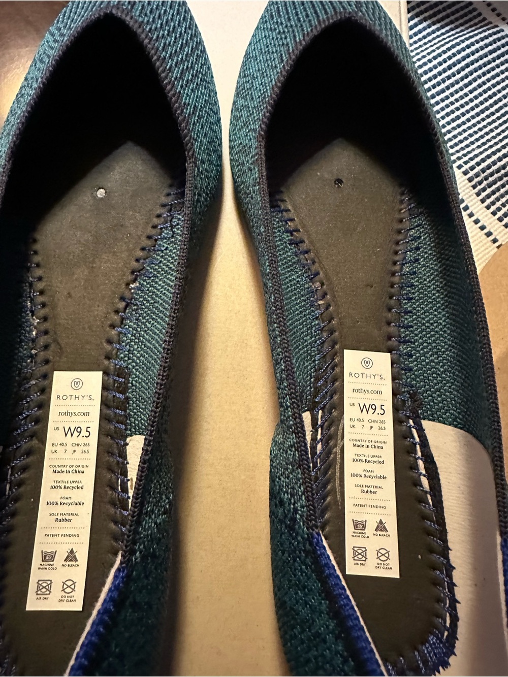 Rothy’s Spruce Python Points  Knit Flats in Teal Size 9.5 - Picture 3 of 7